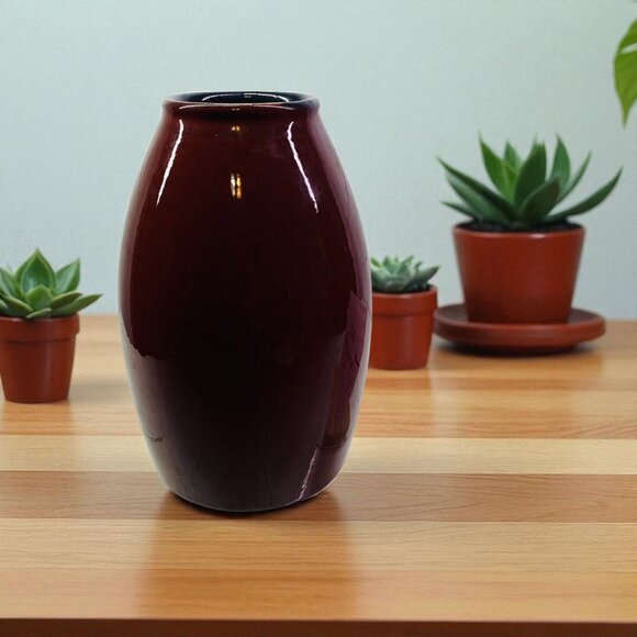 70's Scheurich Amano Germany 629-18 Oxblood Red 7.25" Art Pottery Torpedo Vase - Picture 1 of 16